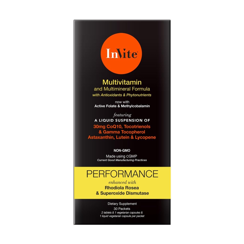 Inviter Health Performance Vitamin - Omfattende Daily Multivitamin med forbedret støtte til atleter og aktive mennesker - 30 dages forsyning