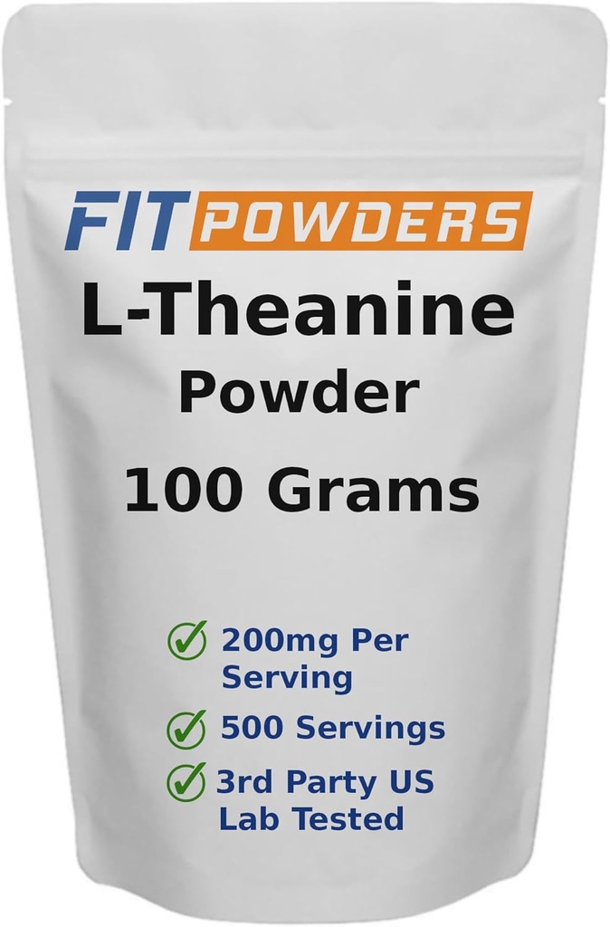 L- Theanin Powder 100% Pure, Non- GMO, Vegan, Gluten Free Theanine Powder Supplement (multiple størrelser) Mood and Cognitive, Stress Relief and Relaxation, Scoop Inkluderet (100 Bedste)
