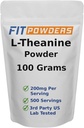 L- Theanin Powder 100% Pure, Non- GMO, Vegan, Gluten Free Theanine Powder Supplement (multiple størrelser) Mood and Cognitive, Stress Relief and Relaxation, Scoop Inkluderet (100 Bedste)