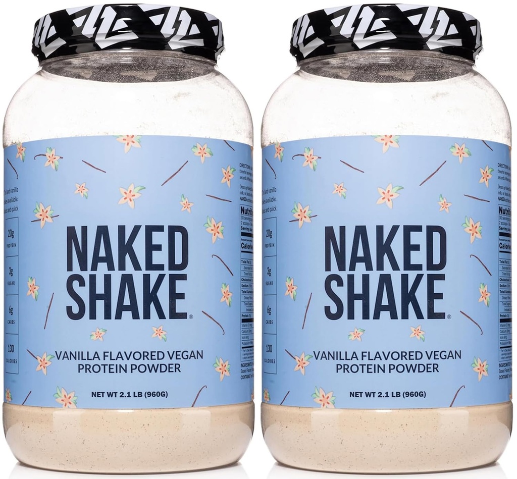 NAKED Shake - Vanilla Protein Powder - Plant Based Protein Shake with Mct Oil, Gluten-Free, Soy-Free, No Gmos Or Artificial Sweeteners - 30 Servings (Pack of 2)