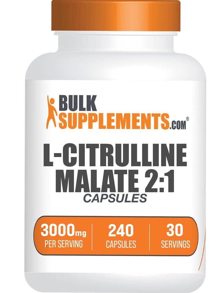 Bulkaddiments.com L- Citrullin Malatkapsler - som L- Citrullin Malat 2: 1, Nitrogenoxid Supplement - Gluten Free, 8 Kapsler per servering (3000mg), 240 Greve (pakke med 1)