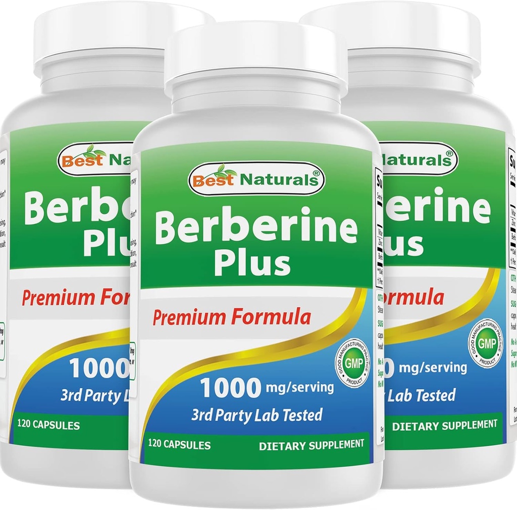 Bedste Naturals Berberine Plus 1000 mg / Servering 120 kapsler (120 greve (pakke med 3))