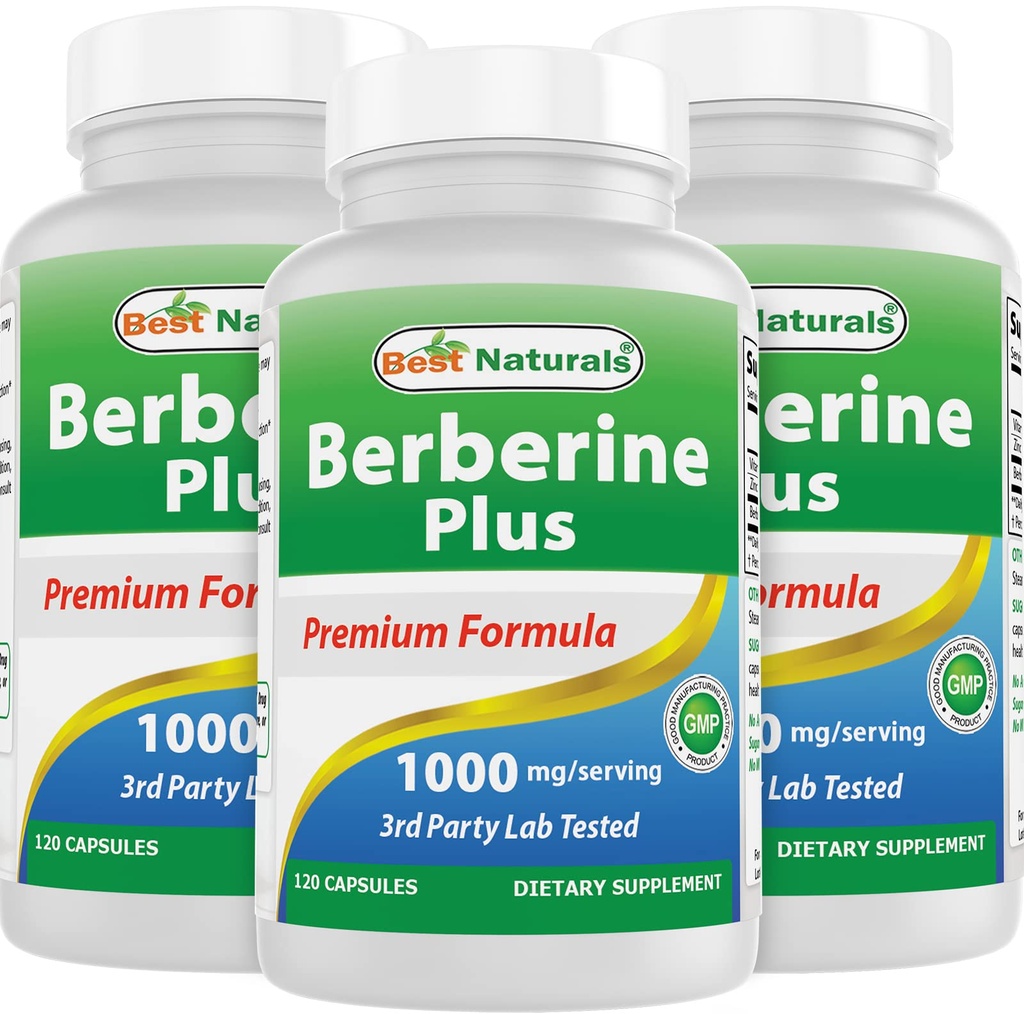 Bedste Naturals Berberine Plus 1000 mg / Servering 120 kapsler (120 greve (pakke med 3))