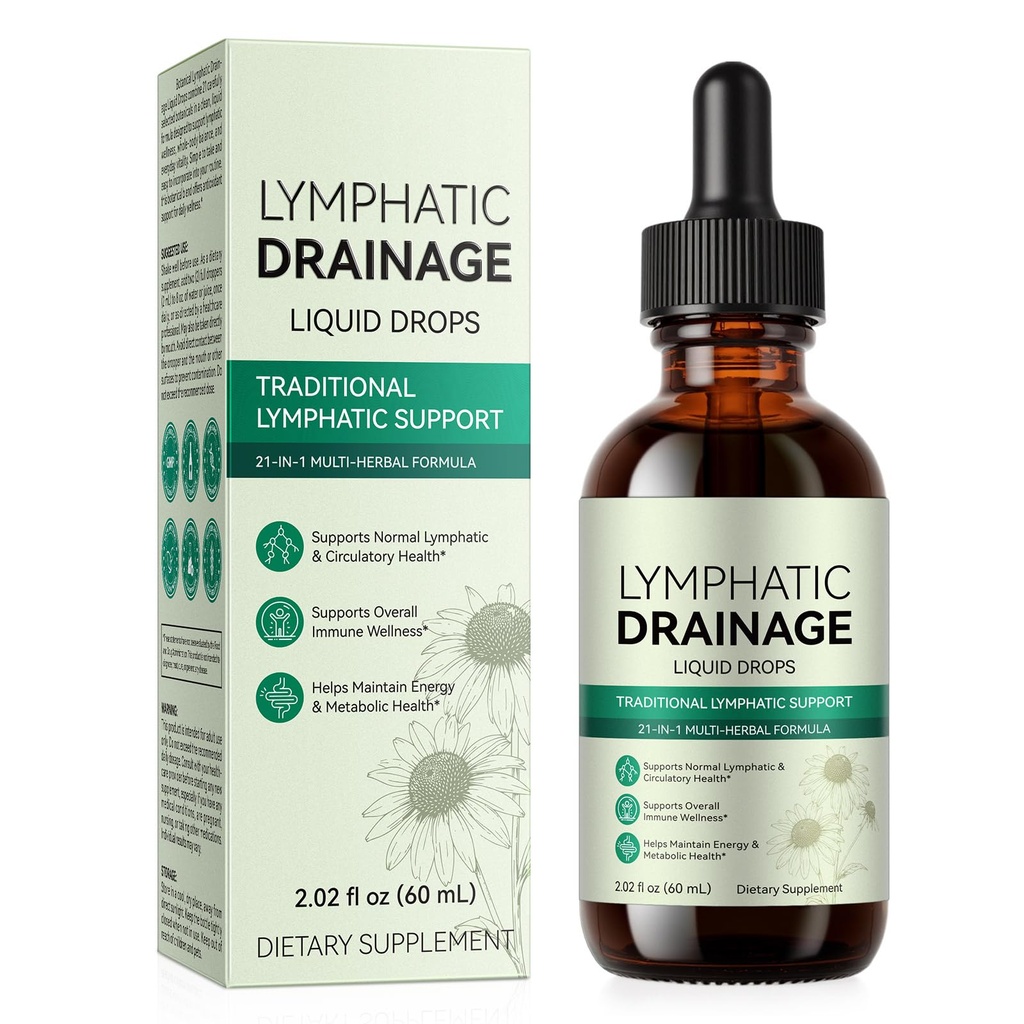 Lymphatic Drainage Drops with 21-in-1 Herbal Blend, Lymph System Support, Lymph Cleanse Detox and Reduce Swelling,2 FL OZ