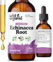 Wild & Organic Echinacea Tincture - Immunsupport Drops med flydende Echinacea Root Extract - Angustifolia Kosttilskud - Vegan, Sukker & Alkohol- Free - 2 fl oz