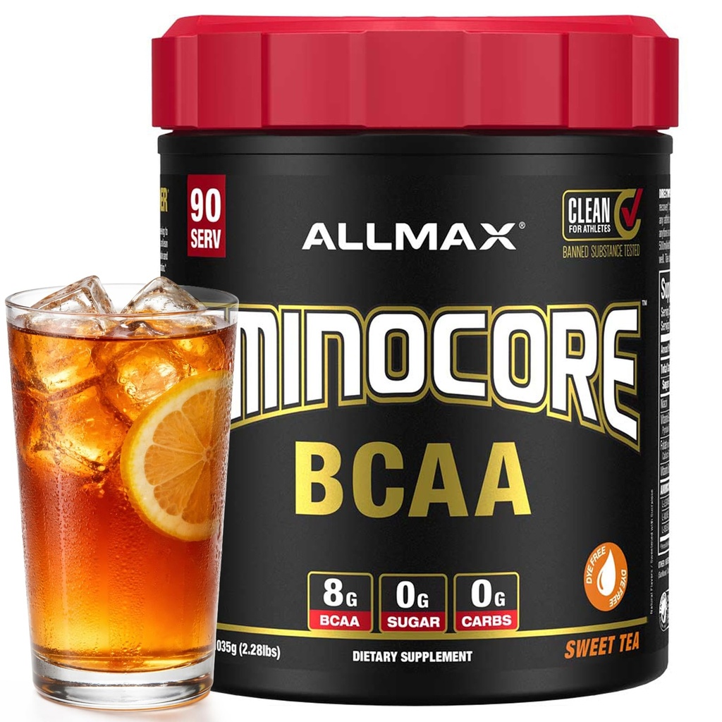 ALLMAX AMINOCORE BCAA Powder for Workout Muscle Recovery & Increased Endurance - Sugar Free, No Fillers 8.18 Grams Bcaas Amino Acids, B Vitamins for Women and Men- 90 Servings | Sweet Tea, 1035g