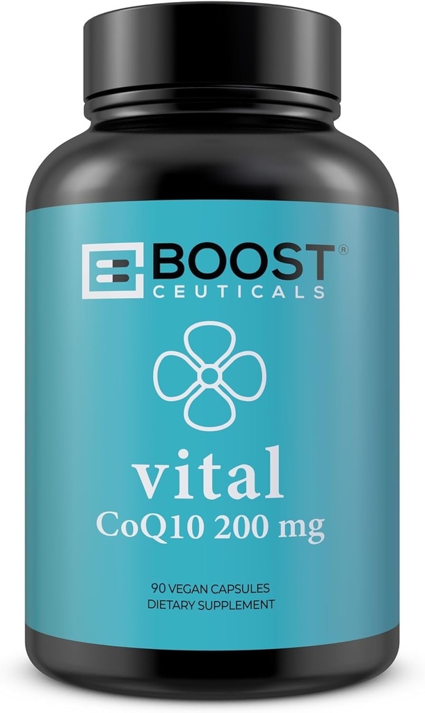 BoostCeuticals CoQ10 200mg Ubiquinone - Heart Health & Statin Muscle Support, Cellular Energy, Healthy Blood Pressure Range, Powerful Antioxidant, 90 Vegan Capsules