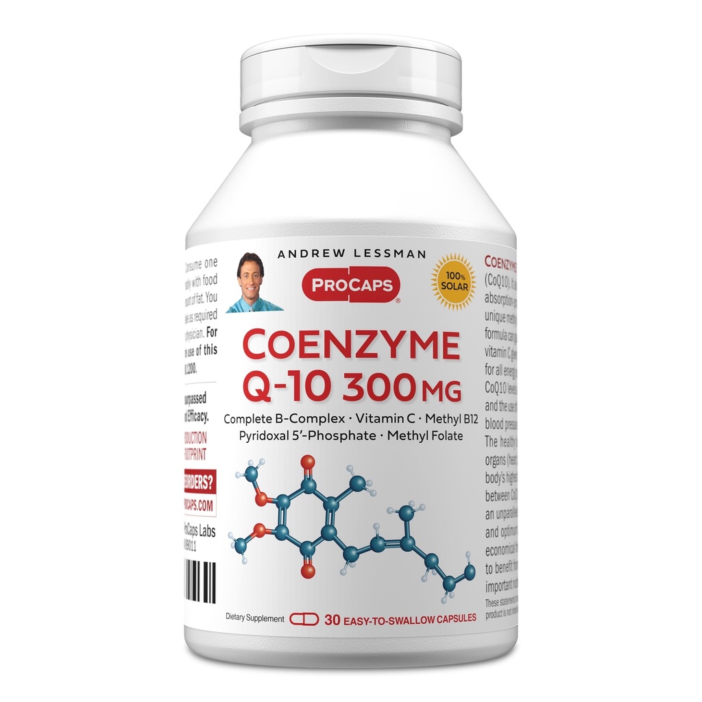 ANDREW LESSMAN Coenzyme Q-10 300 mg 30 Capsules - Essential for Energy Production and Optimum Key Organ Function, Anti-Oxidant Support, Depleted by Aging, Plus B-Complex. Easy to Swallow Capsules