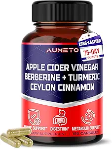 Apple Cider Vinegas Berberine Ceylon kanel gurkemeje All- in-1 supplement til optimal fordøjelse, immunitet og vægt Managament * USA Made & Testet * (150 greve (pakke med 1))