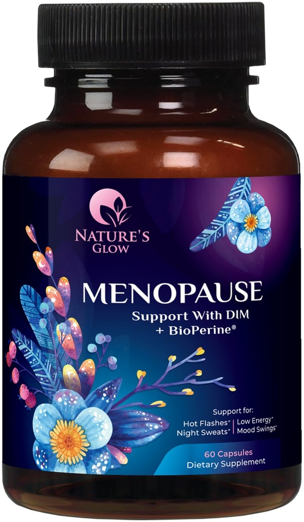 Menopause Kosttilskud til kvinder med DIM - Natural Hormone Support til kvinder, menopause Relief og Balance Antioxidant til Energi & Hud Sundhed, Hot Flashs og Nat Sweats Support - 60 Kapsler