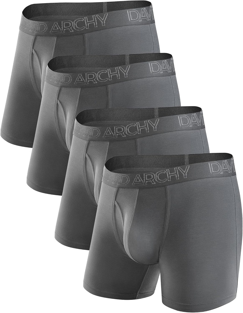 DAVID ARCHY Herre Undertøj Boxer Briefs Breathable Soft Moisture- Wicking med Fly Undertøj for Mænd Multipack