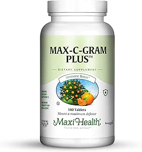 Maxi Health Max C Gram Plus -Gradual Release Buffered C Vitamin Tablets, 180 Greve (pakke med 1)