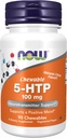 Now Foods Supplements, 5- HTP (5- hydroxytryptophan) 100 mg, Neurotransmitter Support *, 90 Chewables