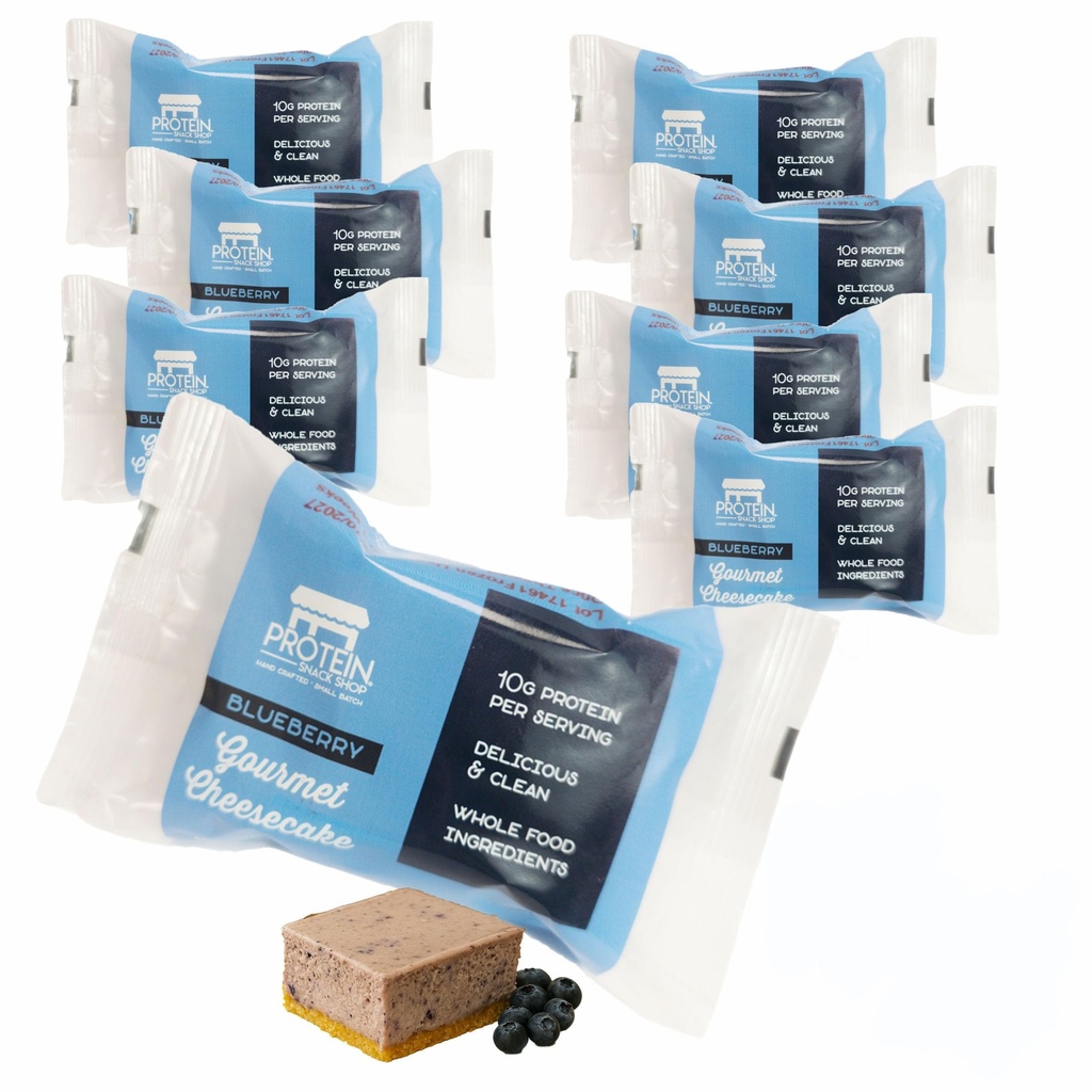 Low Carb Protein Cheesecake Bars | High Protein, Gluten-Free, Clean Ingredients Snack Bars (12, Blueberry)
