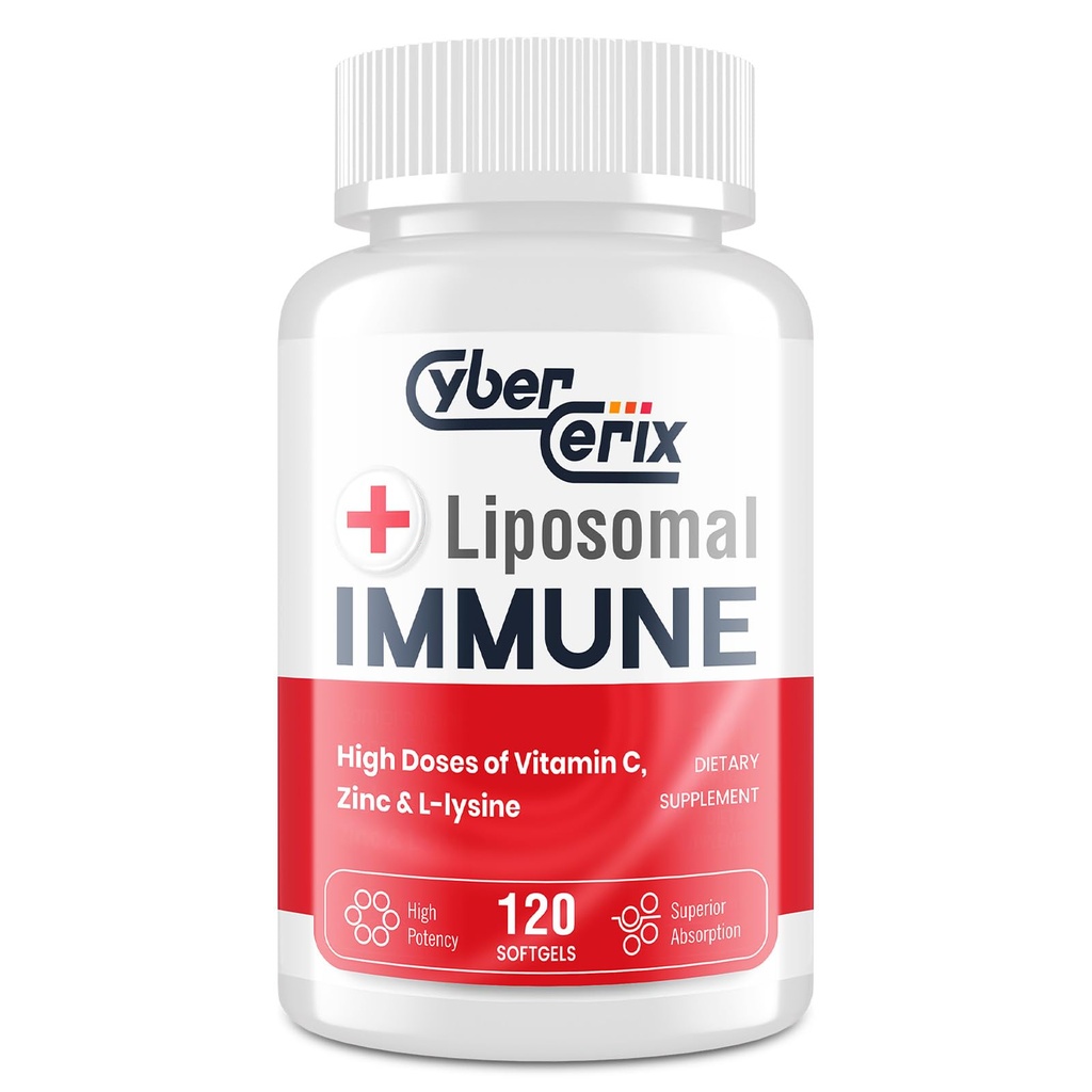 Avanceret Liposomal immunsupplement, Kompleks med L- Lysin 1. 500 mg, Vitamin, Minerals & Herbal Extracts, Omfattende daglig Wellness Blend for mænd og kvinder - 120 kapsler