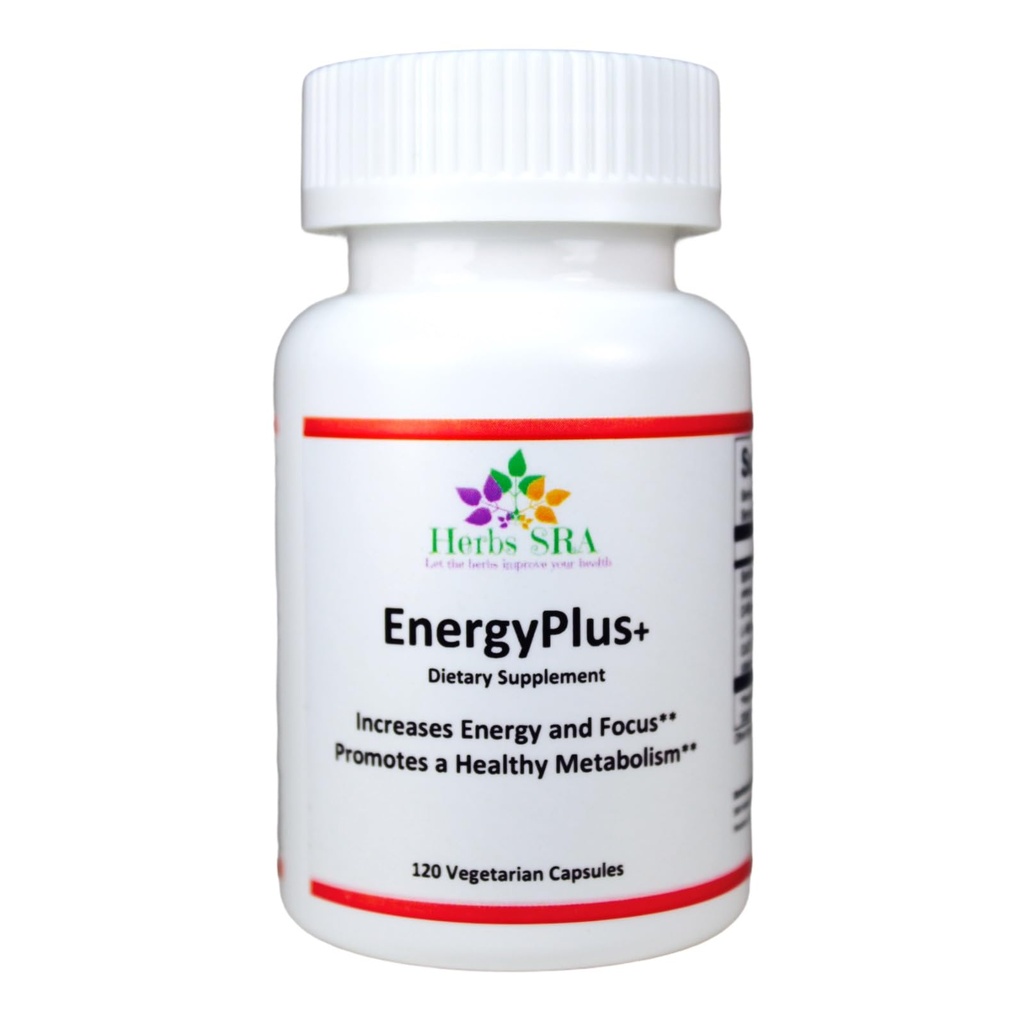 EnergyPlus+ Natural Energy Support Supplement with Spirulina, D-Ribose & CoQ10 – Supports Focus, Metabolism & Daily Energy – 120 Vegetarian Capsules