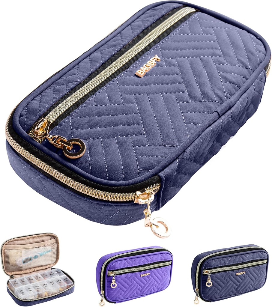 BAGSFY Pill Organizer sag 2 gange en Day- Ugentlig Medicin Travel Pill Box med flytbar 7 dages medicin sag Container for Fish Oil, Vitamin, tillæg