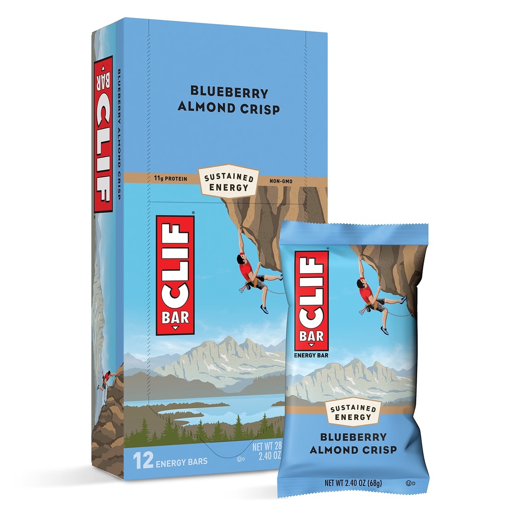 Clif Bars - Energy Bars - Blueberry Crisp - Made with Organic Oats - Plant Based Food - Vegetarian - Kosher (2.4 Ounce Protein Bars, 12 Count)