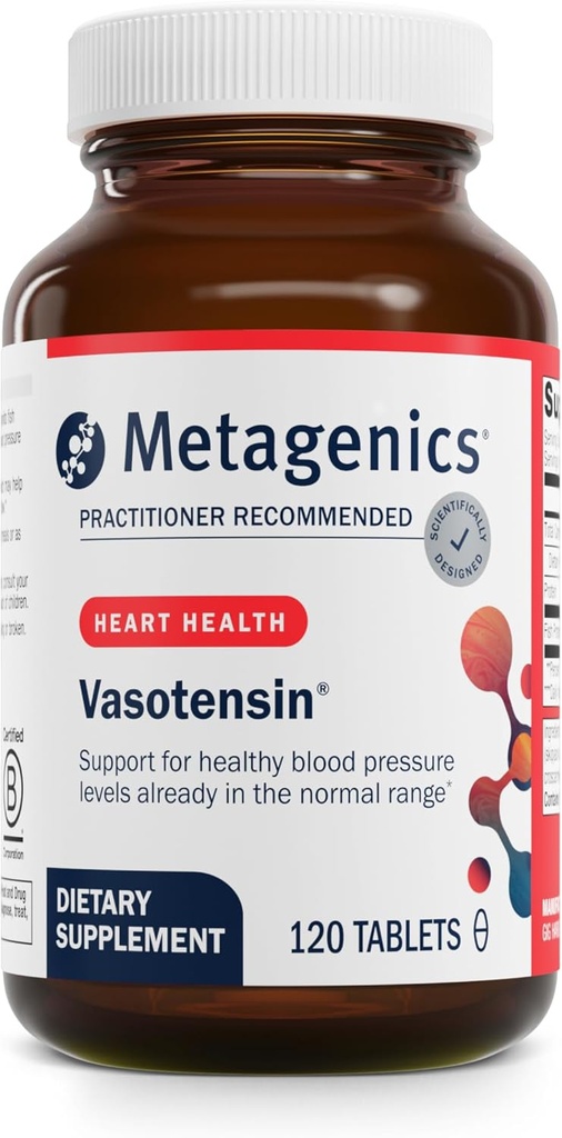 Metagenics Vasotensin - Understøtter sunde blodtryksniveauer allerede i det normale område * - Bonito peptid supplement - Fish Protein - Non- GMO - Gluten- Free - 120 tabletter