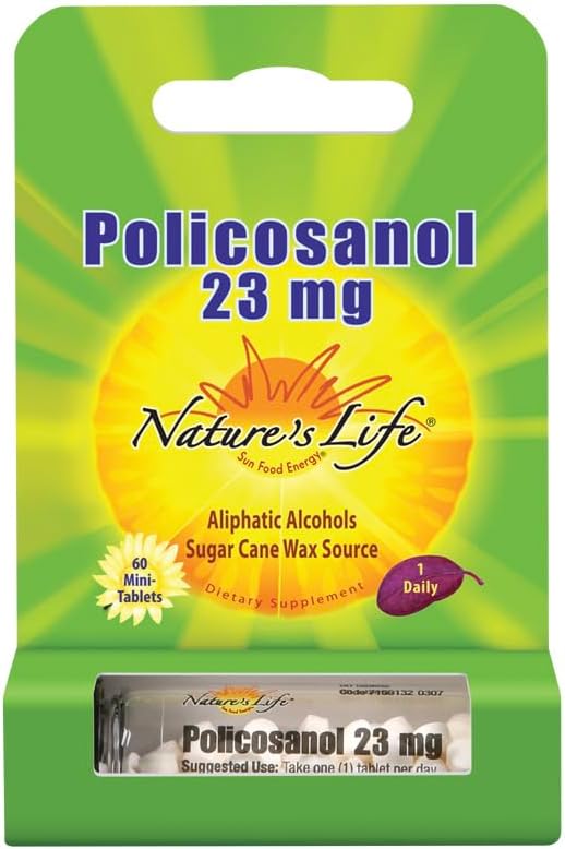 Nature 's Life Policosanol 23mg • 124; Støtte til kardiovaskulær sundhed, blodcirkulation & sund hjertefunktion • 124; 60 Tabs