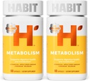 Habit Metabolisme Supplement 2 Pack (120 kapsler) - Understøtter fordøjelsessygdomme & Metabolisme, vitamin B12, Selen, Chrom, Apple Cider Vinagar, Vegan, Non- GMO
