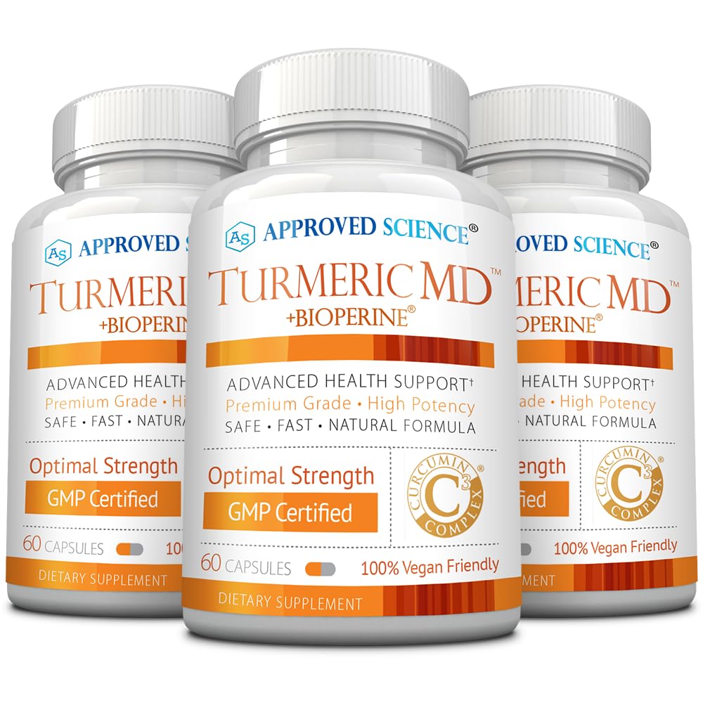 Approved Science Turmeric MD - Turmeric Extract with BioPerine Black Pepper & 95% Standardized Turmeric Curcuminoids - 180 Capsules (3 Month Supply)