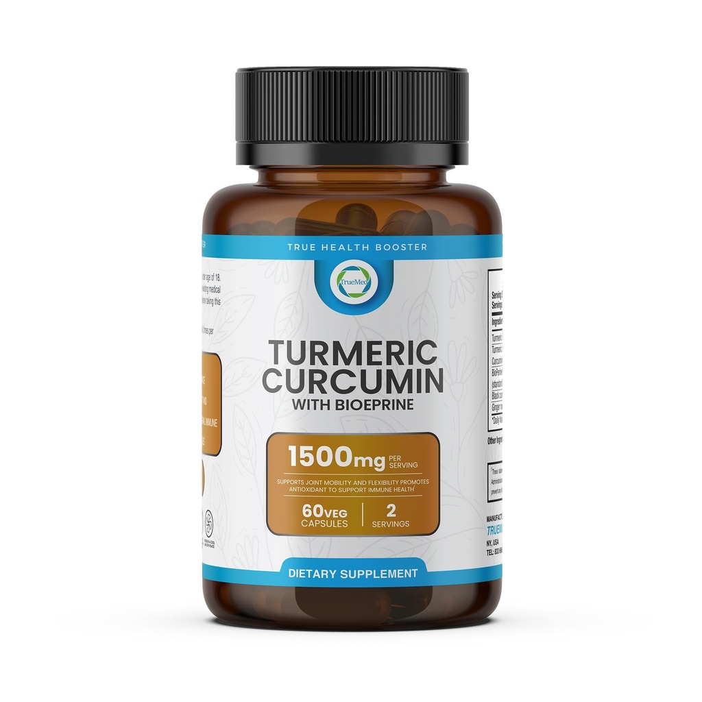 Turmeric Curcumin with BioPerine 1500mg - High Absorption Turmeric Extract 95% Curcuminoids with Black Cumin & Ginger - Natural Joint Support & Immune Health - 60 Veggie Capsules