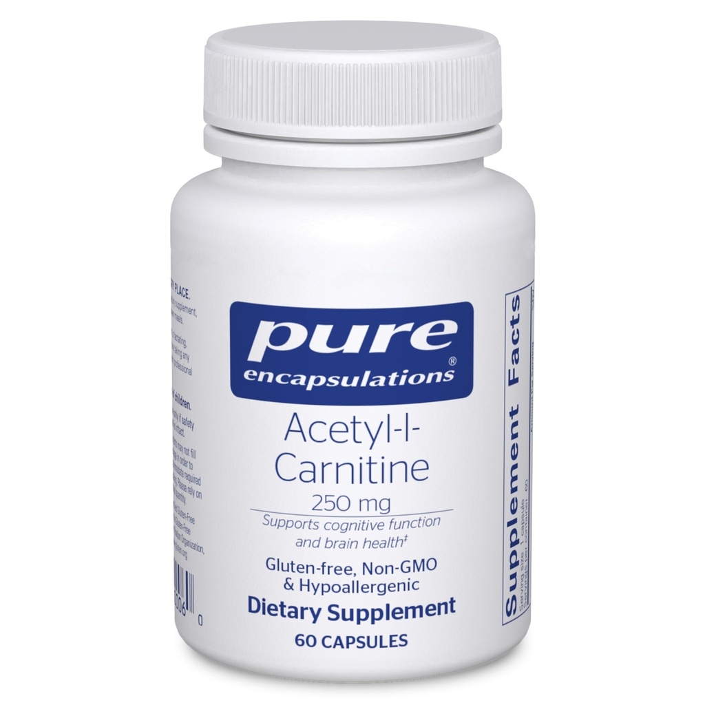 Ren indkapsling Acetyl- L- Carnitin 250 mg - Hukommelse og hjerne supplement - Hjernestøtte og fokus * - Gluten Free & Non- GMO - 60 kapsler