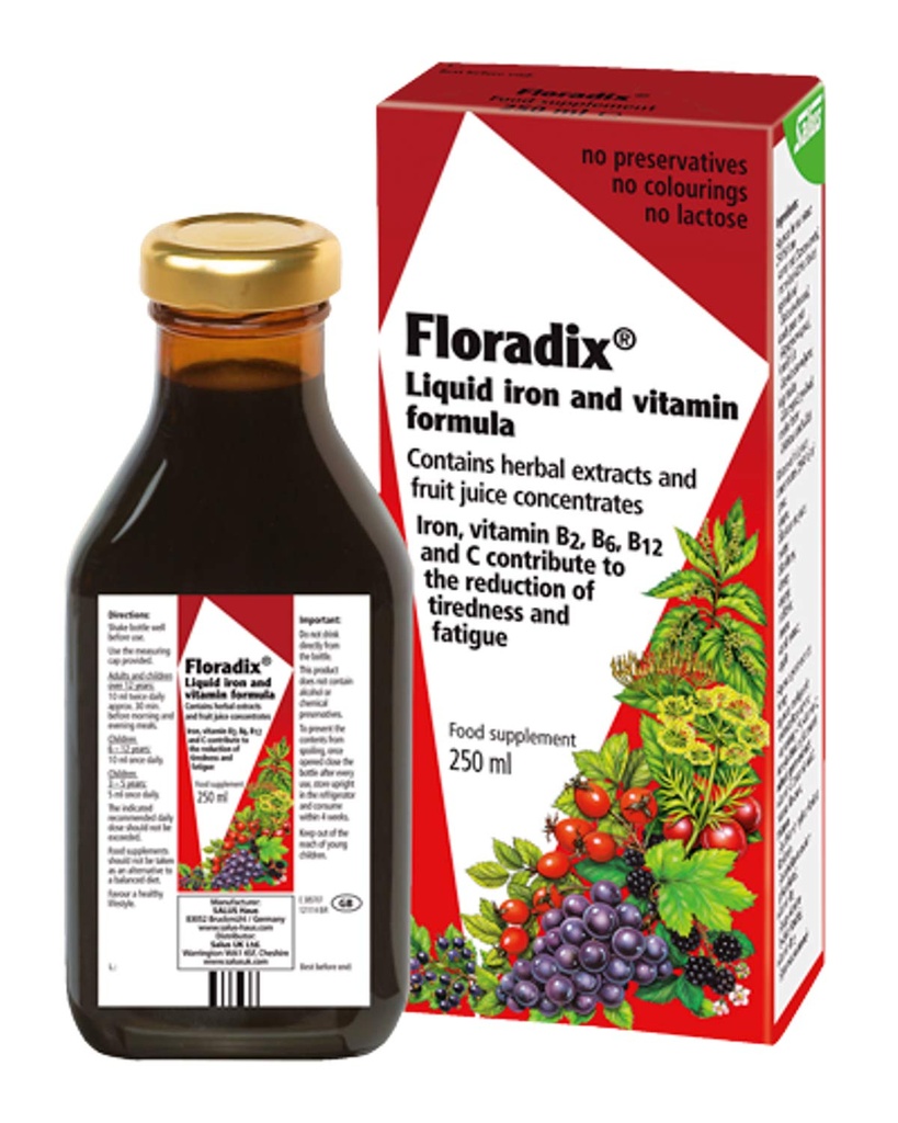 Floradix Floravital flydende jern og vitamin Formel 8.5 fl.oz. - 250 ml. - Fremstillet i Tyskland (3 Pack)