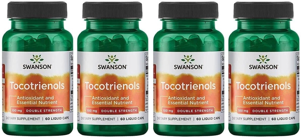 Swanson Double Strength Tocotrienoler - Antioxidant - (60 flydende kapsler, 100 mg hver) 4 pakning