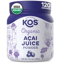 KOS Organic Acai Juice Powder - USDA Certified Organic, Plant Based Superfood Antioxidants, Superberry fra Brasilien, Great for Smoothies and Bowls, 0g Sugar, Vegan, Gluten- Free, Non- GMO - 120 Servering