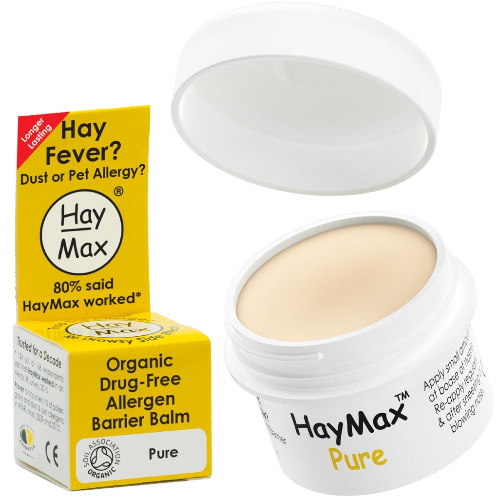 HayMax Allergen Barrier Balm - Pure 0.17 fl oz - Økologisk, Natural & Non- Drowsy Hay Fever & Allergy Relief Balm - Blocks Pollen & Andre Allergen Particles - Great for voksne, Børn & Gravide Kvinder