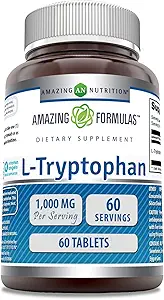Amazing Formulas L- Tryptophan 1000mg tabletter Supplement 124; Non- GMO Note 124; Gluten Free
