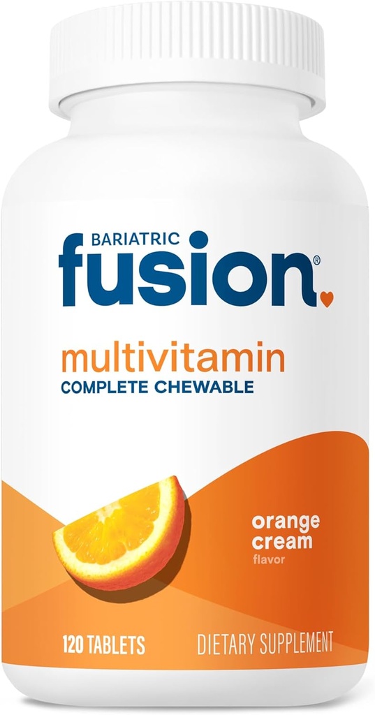 Bariatric Fusion Orange Cream Flavored Complete Chewable Bariatric Multivitamin med jern til Bariatric Kirurgi Patienter herunder Gastric bypass og Sleeve Gastrectomy - 120 tabletter