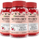 Apple Cider Vincious Gummies, Max Strength 2000mg ACV Gummy med Probiotika, B12 og Keto Support, Til fordøjelse, Metabolisme, Detox, Gut- og immunsundhed, Gelatin- Free, Non- GMO, 180 keto acv gummies
