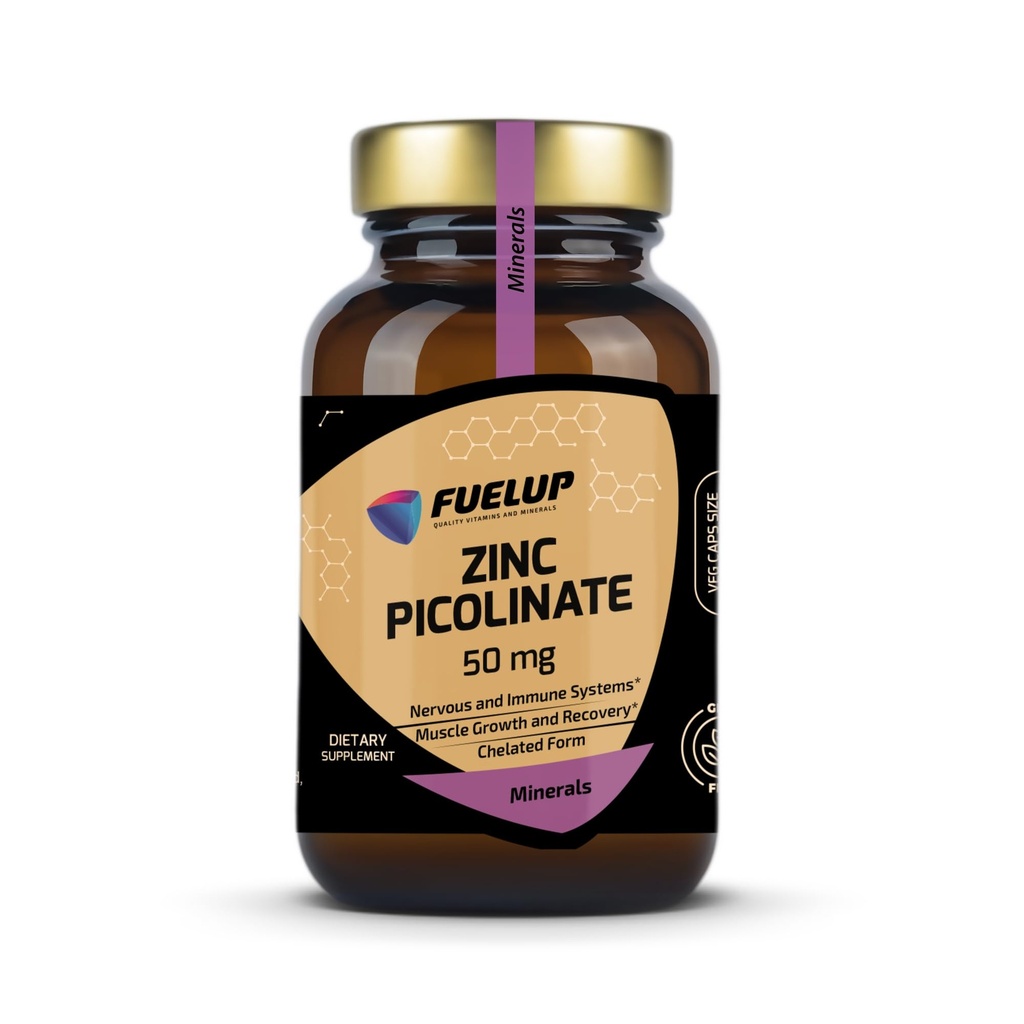 Zinc Picolinate 50 mg, 60 Veg Caps – Zinc Supplement – Gluten-Free - Allergen-Free - Non-GMO – Supplement to Improve Nervous and Immune Systems - for Muscle Growth and Recovery– 2 Month Supply