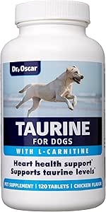 Taurine supplement til hunde Meets RDA på 500 mg pr. 25lbs Vægt I modsætning til de fleste alternativer, 120ct, Hjælper med at vedligeholde hund hjerte sundhed, normal funktion af hjertemusklen og normal blodgennemstrømning