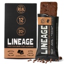 Lineage Provisions Protein Bar - Chocolate - 20g Grass Fed Whey Protein & Collagen - Gluten Free Snacks, No Seed Oils, Nothing Artificial - Sweetened with Raw Honey & Coconut Nectar - 12 Pack