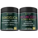Herbpy Bundle 6in1 Dandelion Root Supplement 750mg/serving (100 Count 100 Servings) & 6in1 Myo-inositol & D-Chiro Inositol Supplement 2250mg/serving (120 Count 40 Servings)