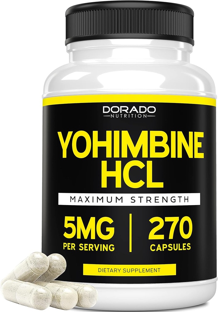Yohimbine HCL 5mg for Men and Women (270 Capsules) More Potent Than Yohimbe Bark Powder - Quality Guarantee - Third Party Tested for Potency & Purity - Vegan, Gluten Free & Non-GMO - USA Made