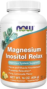 Now Foods Supplements, pulver Magnesium Inositol Relax, Nervesystemet Support *, Fizzy Lemonade Flavor, 16 -Ounce