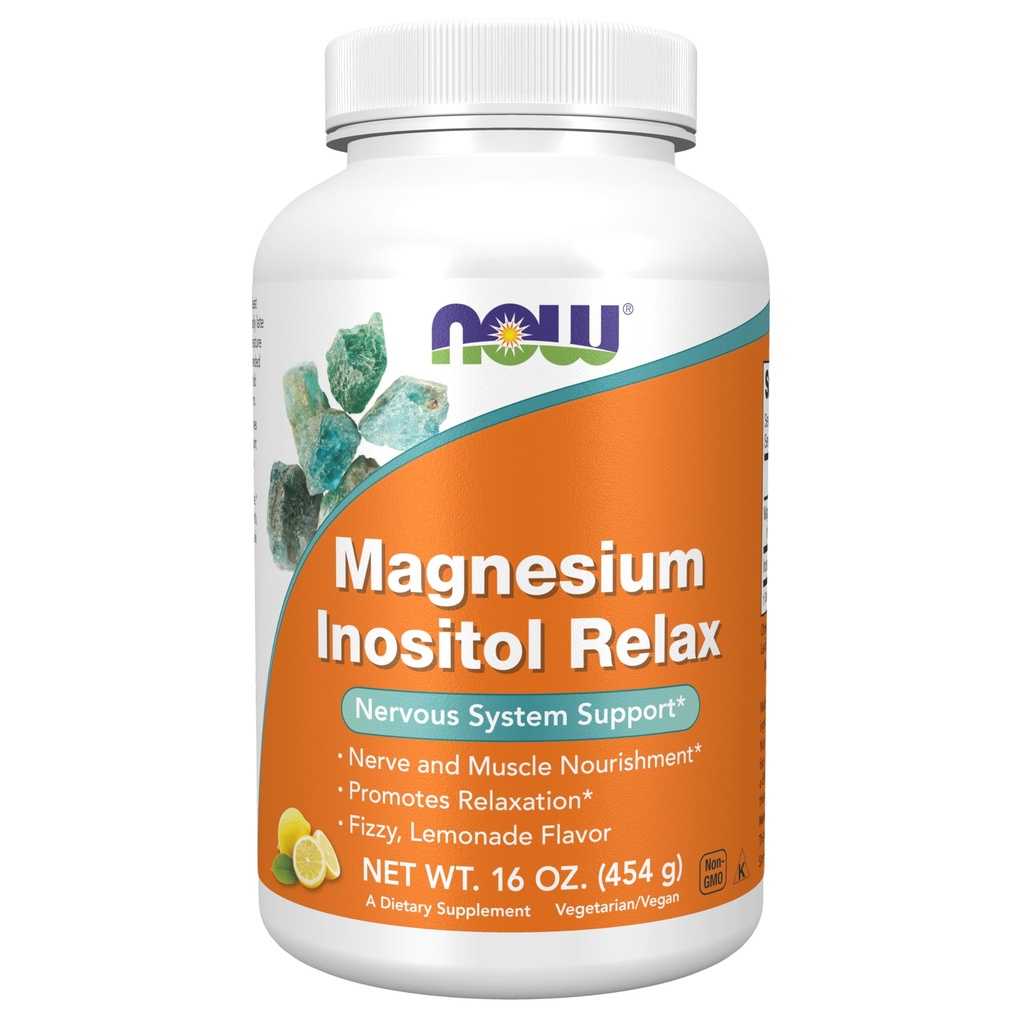 Now Foods Supplements, pulver Magnesium Inositol Relax, Nervesystemet Support *, Fizzy Lemonade Flavor, 16 -Ounce