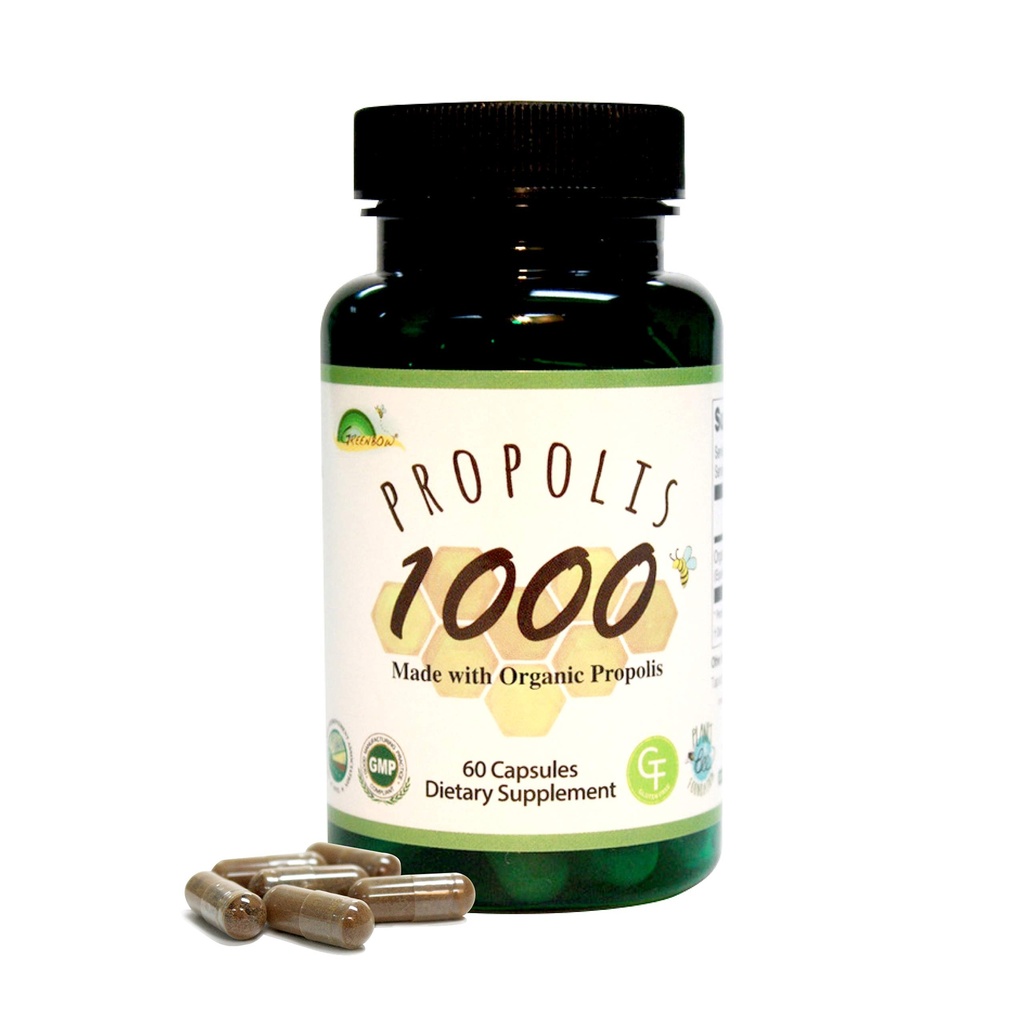 GREENBOW Propolis 1000mg _ NonGMO Lavet med Organic Propolis _ 60 Kapsler _ VEGAN Capsules
