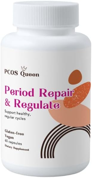 Periode reparation & regulere - Kvindelige Hormone Balance supplement til uregelmæssige perioder - Vegansk Formel til støtte regelmæssig menstruationscyklus, kramper, hud sundhed - 1 flaske