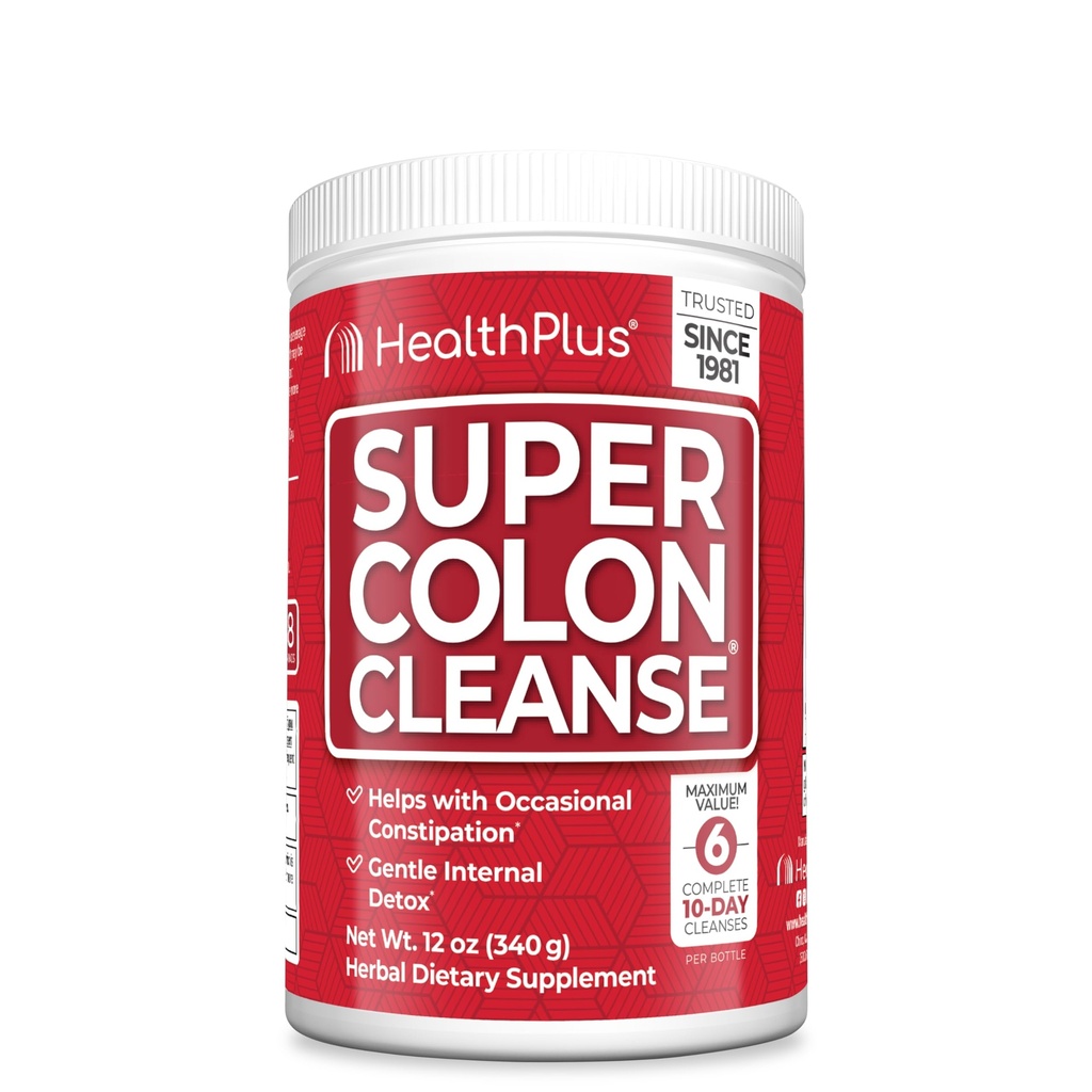 Sundhed Plus Super Colon Cleanse, 12 oz Powder, 68 Servering - Natural Detox, fordøjelsesbesvær Relief, Gentle Gut Cleanse med Psyllium Husk & Senna Leaf