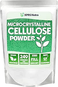 XPRS Nutra Mikrokrystallinsk Cellulose Powder - Odorless Cellulose Fiber Powder - 100% Pure Cellulose Supplement er en Uopløselig Fiber til Pill Binder Mix og Cellulose Paste (1.10 Pounds)