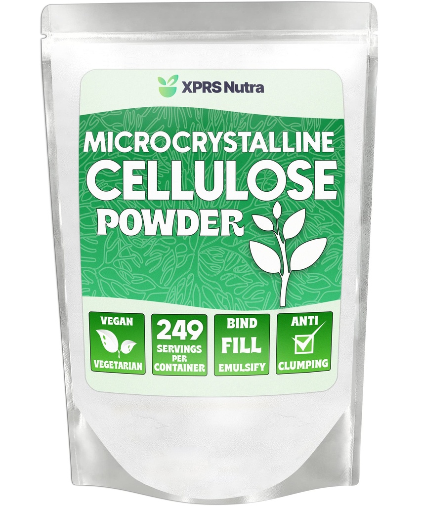XPRS Nutra Mikrokrystallinsk Cellulose Powder - Odorless Cellulose Fiber Powder - 100% Pure Cellulose Supplement er en Uopløselig Fiber til Pill Binder Mix og Cellulose Paste (1.10 Pounds)