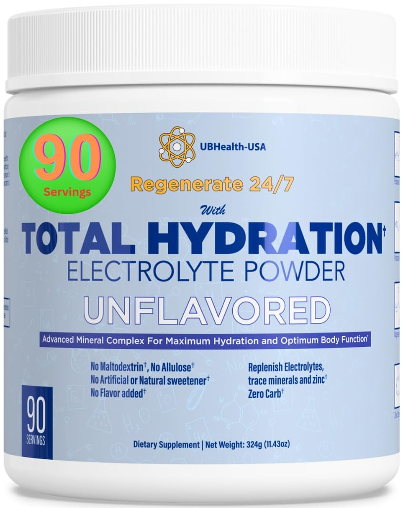 Total hydrering Electrolyte Erstatning Mix (90 Serveringer, Unflavored)