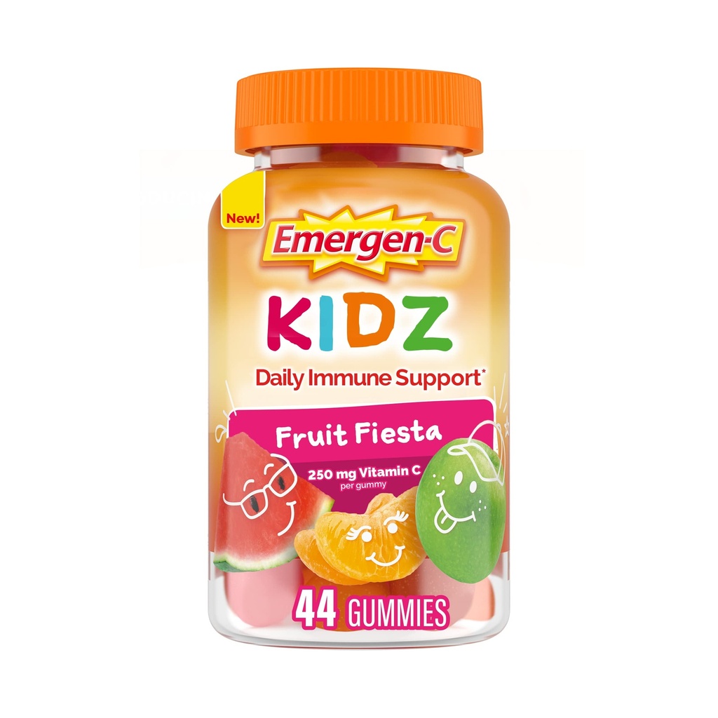 Emergen- C Kidz Daglig immunforsvar Kosttilskud, Flavored Gummies med vitamin C og B Vitamin, Frugt Fiesta Flavored Gummies, Tilbage til skolen Essentials - 44 Greve