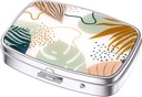 Nipichsha Pill Box, Small Pill Case for Purse & Pocket, Cute Travel Medicine Organizer, Portable Medicine Container Holder to Hold Vitamins, Medication, Fish Oil & Supplements, Boho Leaves